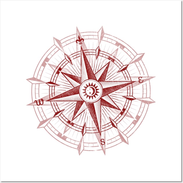 Bordeaux Compass Rose Wall Art by Victor Ribeiro